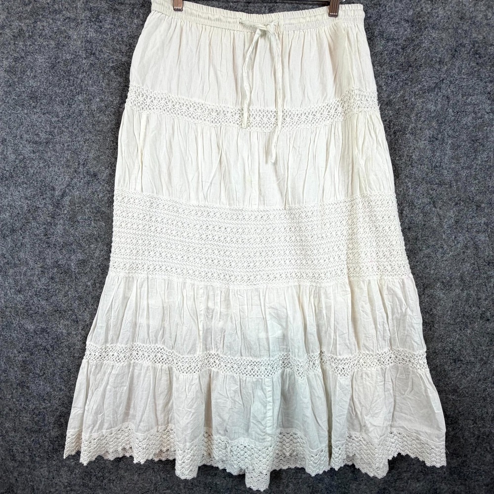 Naoo Nation AK Outfits Skirt Womens S White Crochet Lace Boho Peasant Cottage‎
